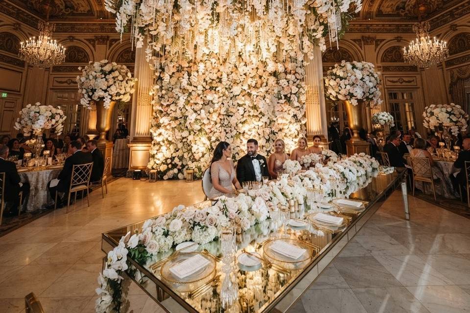 Floral waterfall backdrop