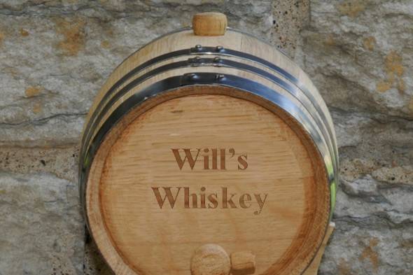 Personalized Mini Oak Whiskey Barrel and Stand