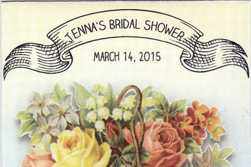 Vintage Flower Basket Bridal Shower Personalized Wildflower Seed Packet