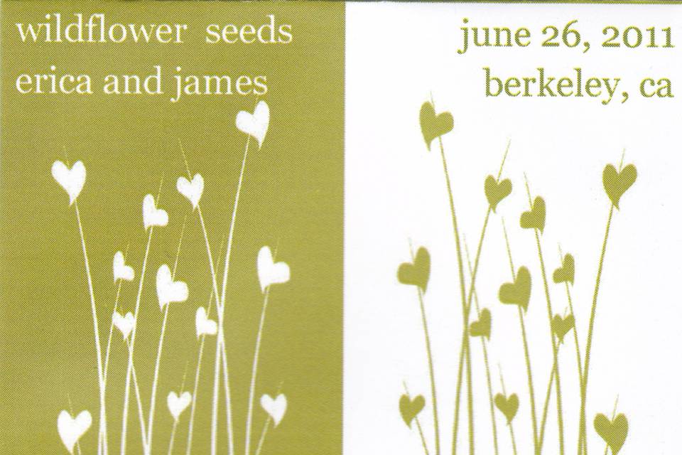 Heart Stems Wedding Wildflower Seed Packet.