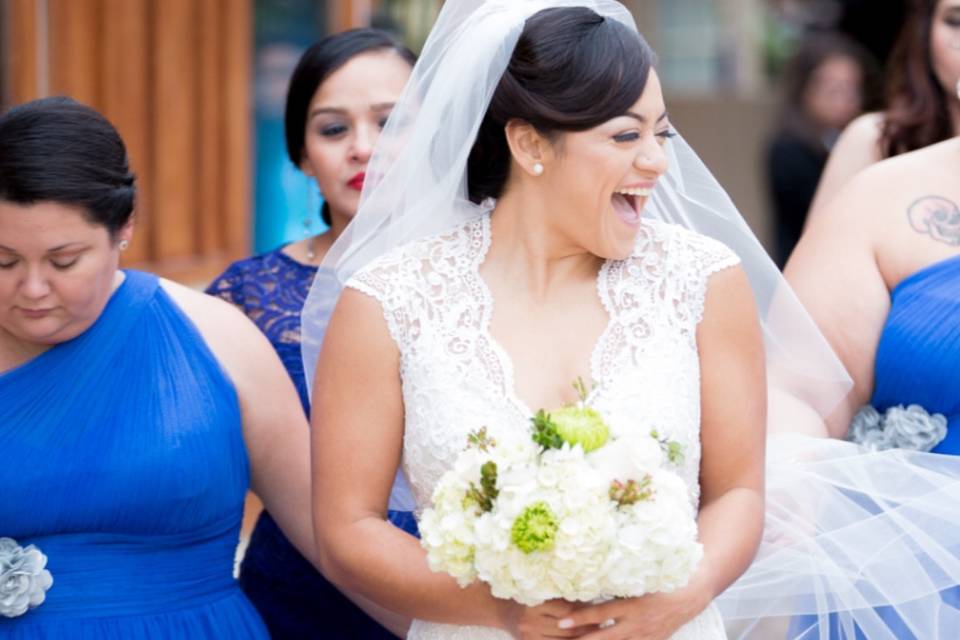 The bride with her bridesmaids