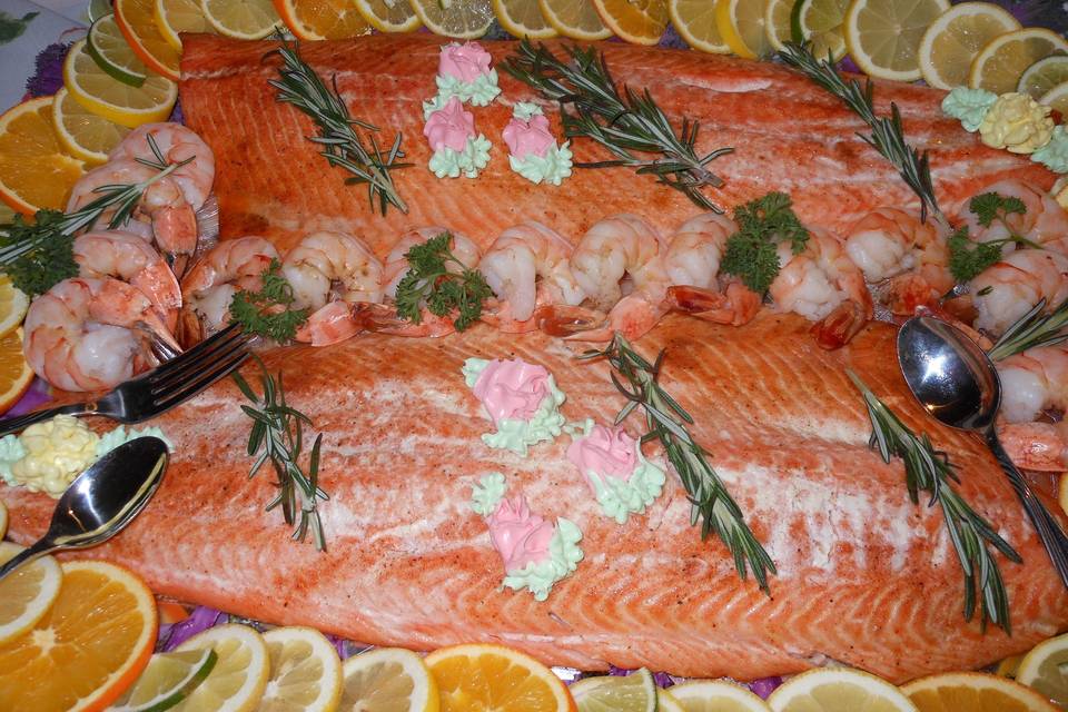 Poached salmon