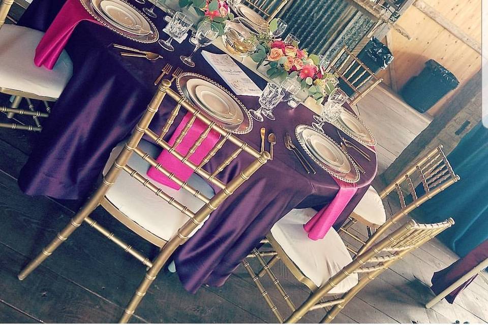 Violet table and pink decor