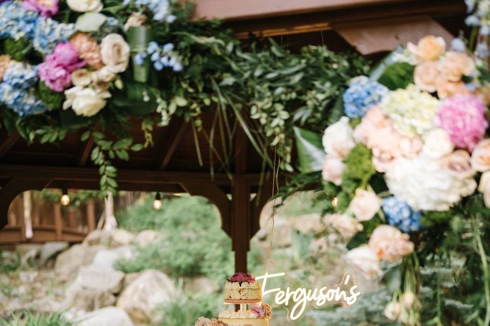 Cake table under gazebo