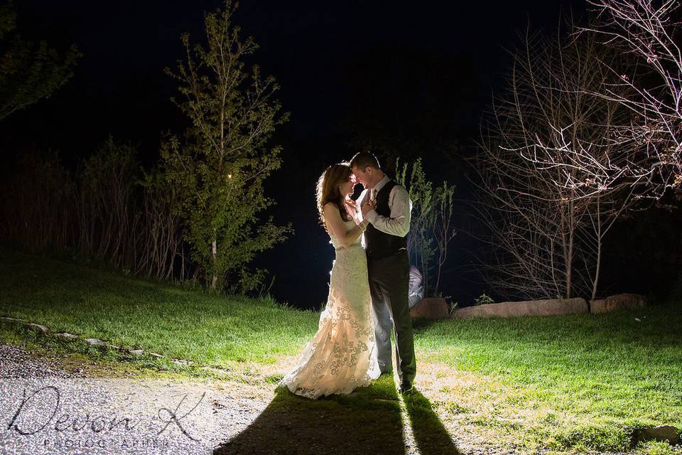 The bride holding her bouquet