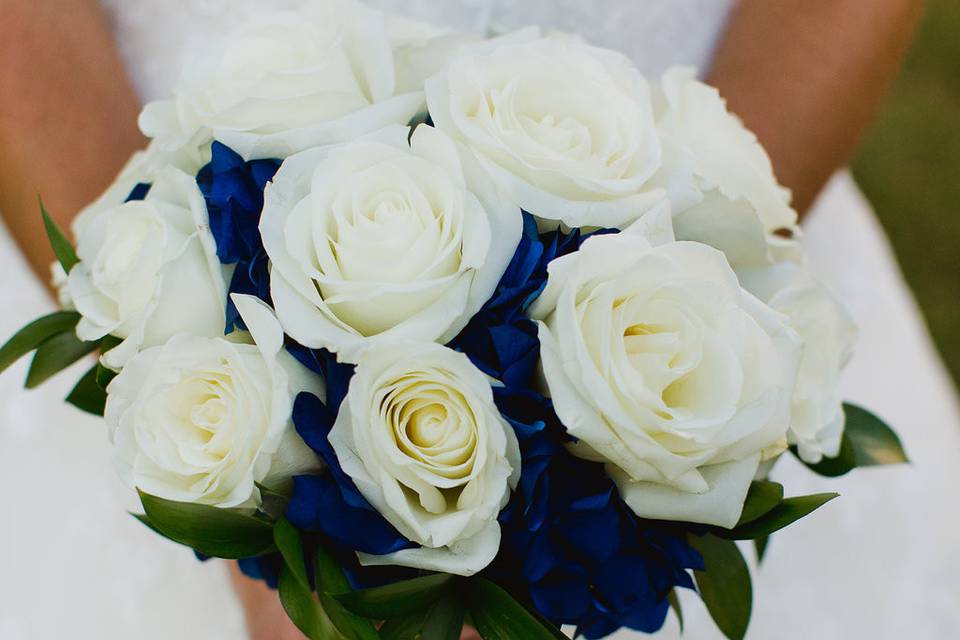 The bride holding her bouquet