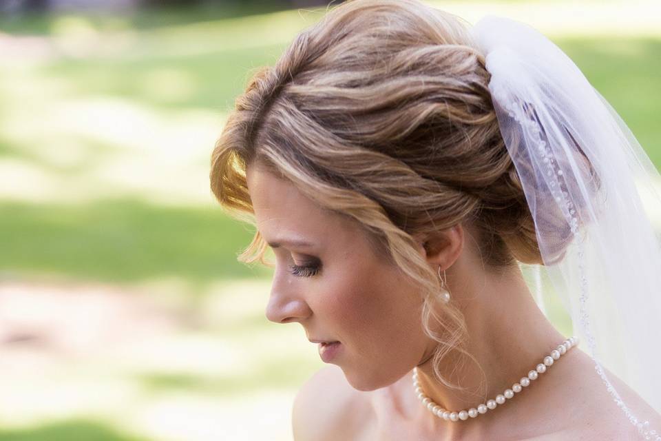 The bride holding her bouquet