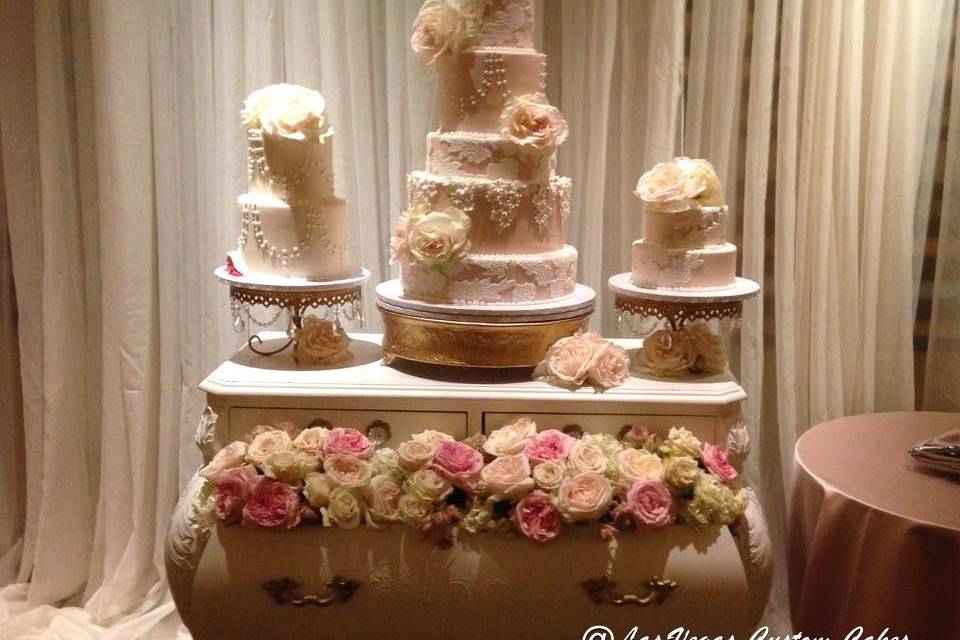 His Hers and Ours Wedding Cake