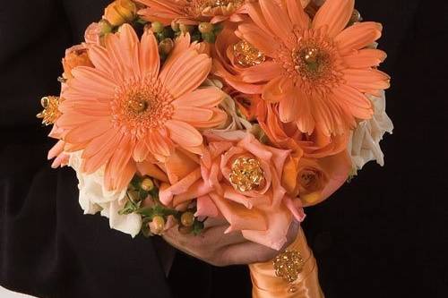 Peach Gerbera Bridal Bouquet