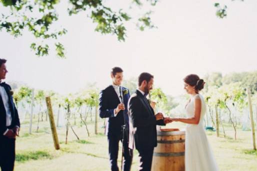 Couple exchanging rings