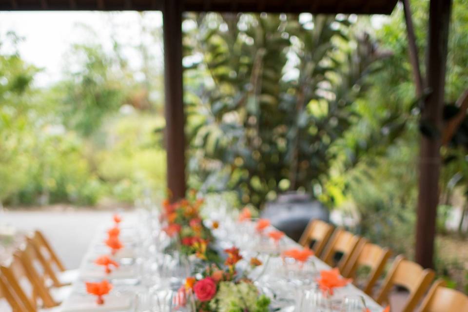 Progressive menu cards for a beachfront reception.