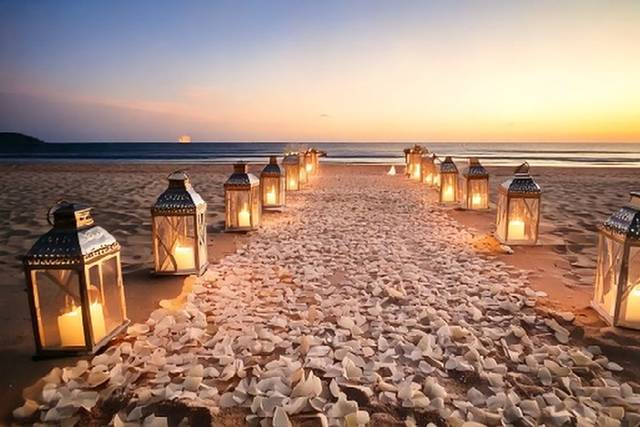 Petal aisle to the ocean