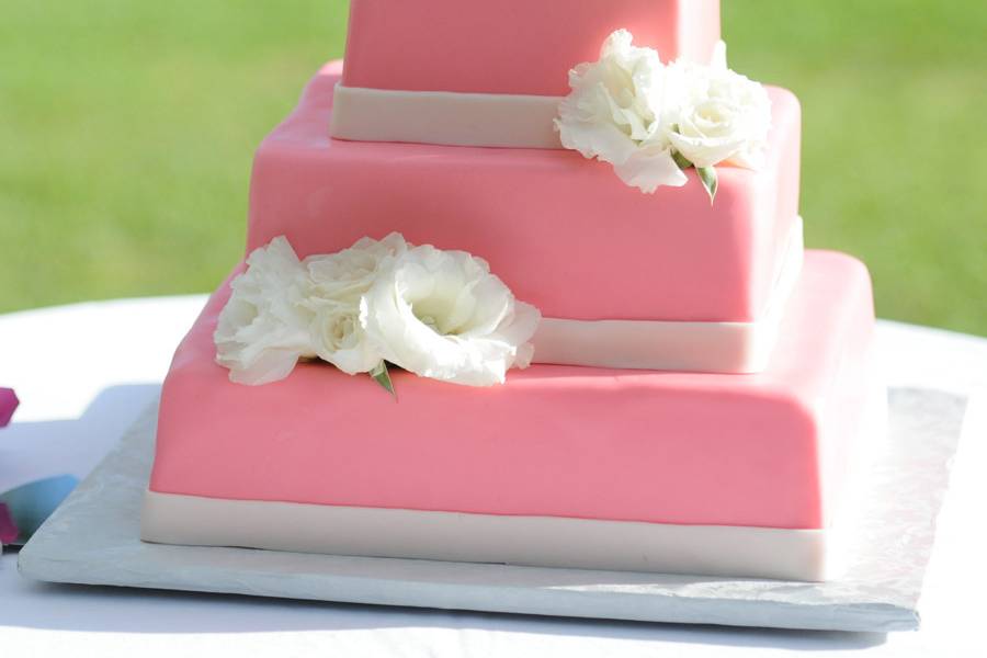 Three tier pink cake