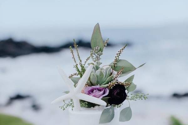 Beach themed wedding cake