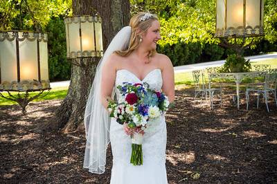 Bridal dress and bouquet