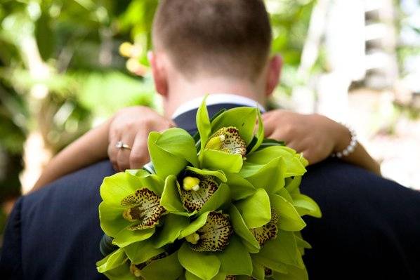 Green cymbidium orchid bouquet