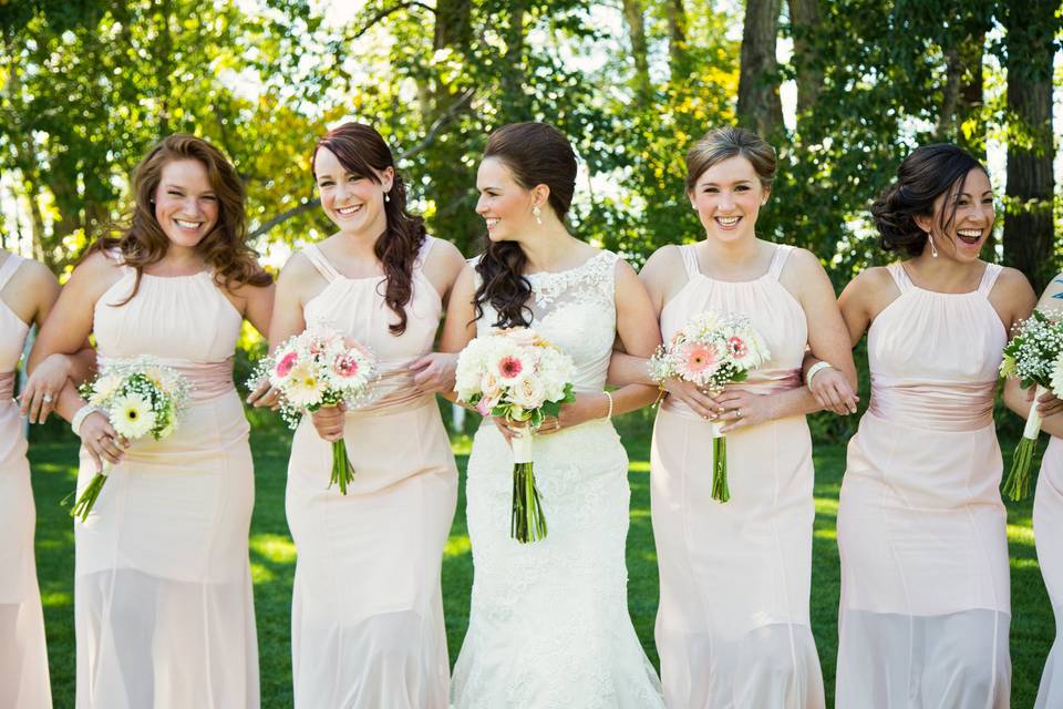 The bride with her bridesmaids