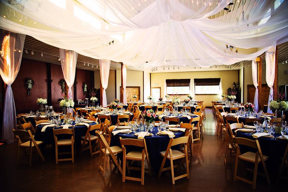 Table setup with flower centerpiece