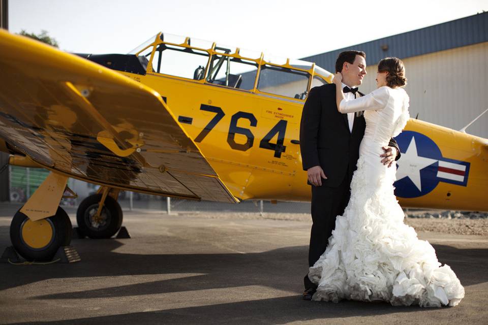 Airplane hangar wedding