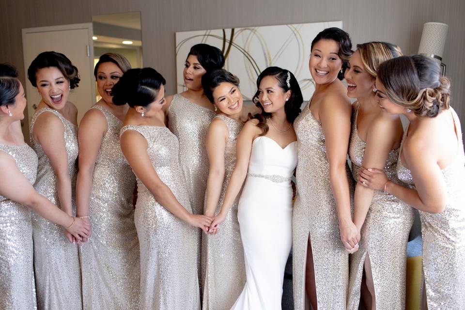 Gold bridesmaid dresses