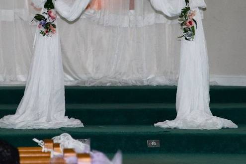 Decorated wedding arbor