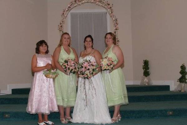 The bride with her bridesmaids