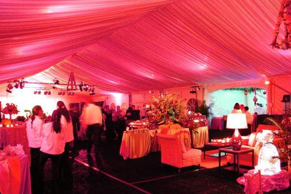 Pink tent lighting