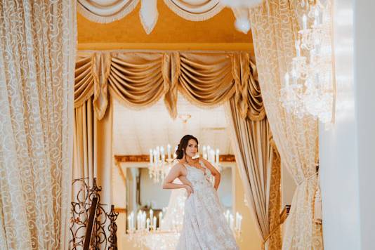 Love the chandeliers and stair