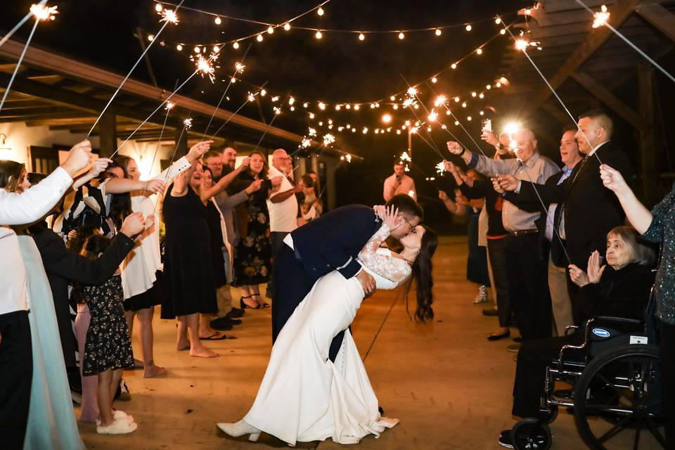 Winter Wedding sparkler exit