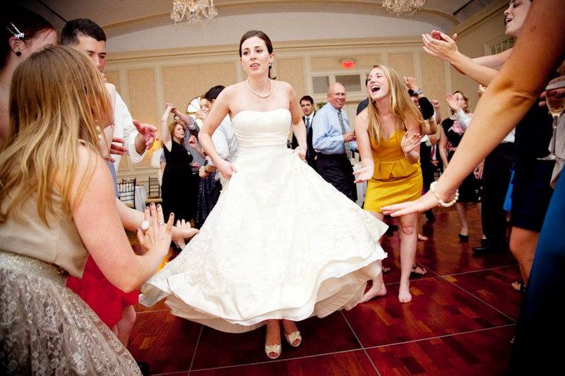 Colorful line dance.