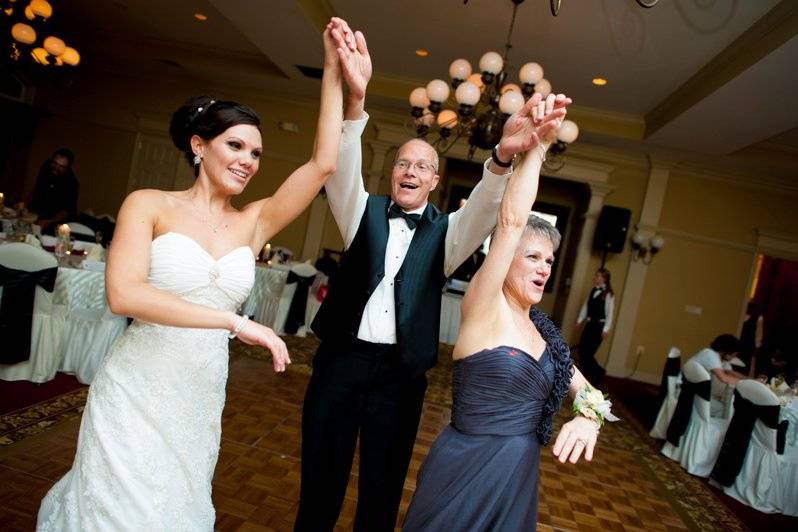 Bride and her guests on the dance floor