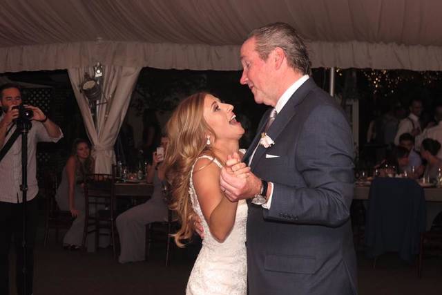 The bride and her father dancing