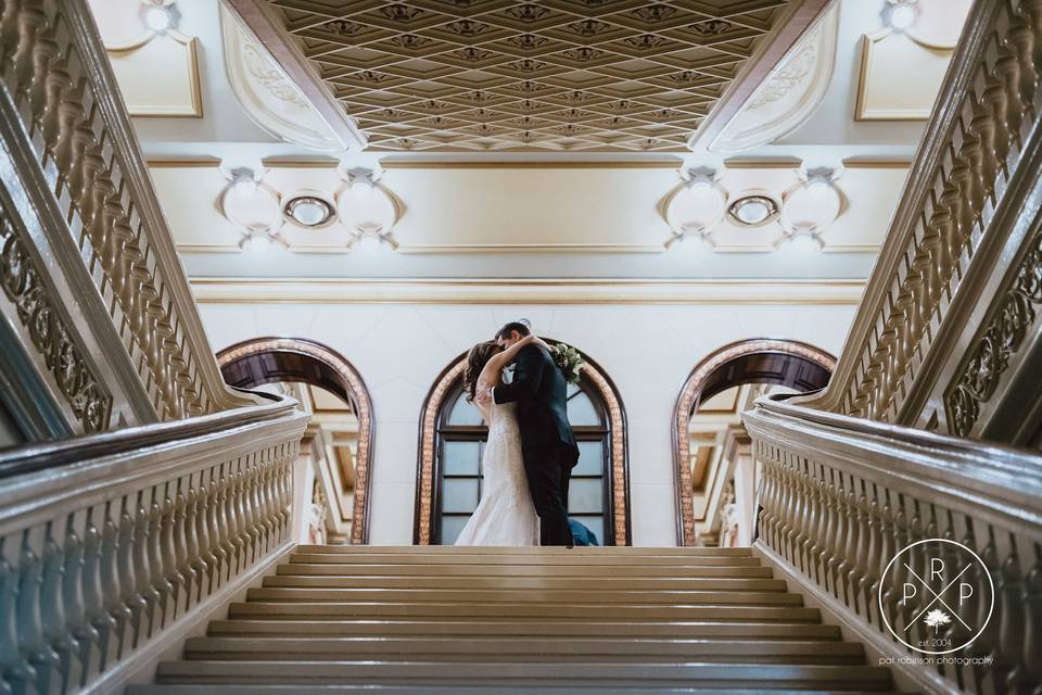 Newlyweds kiss