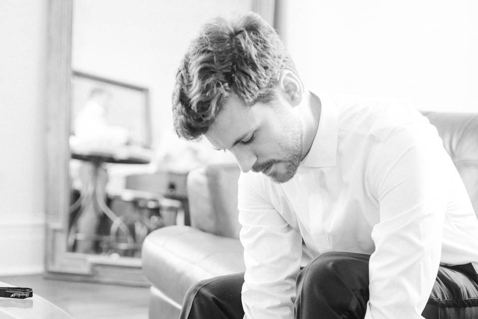Groom getting ready