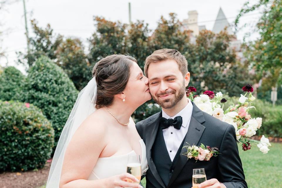 Bride and groom toast