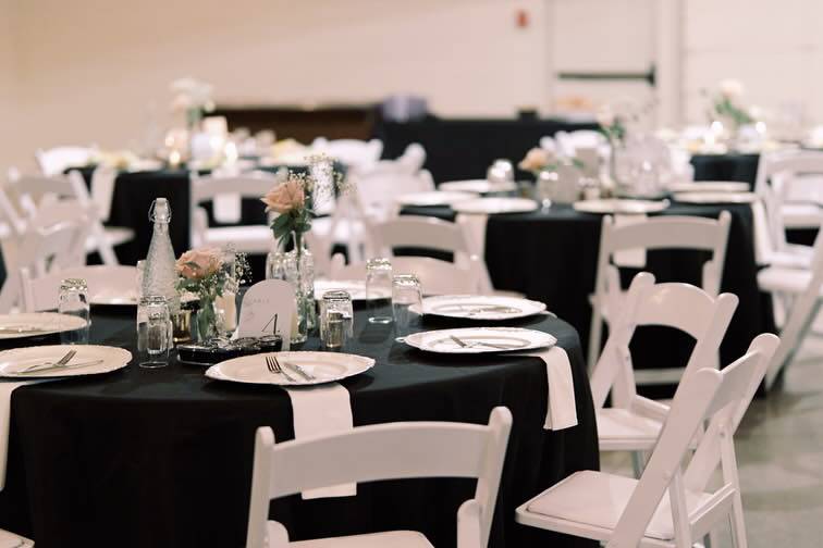 Tables and chairs provided