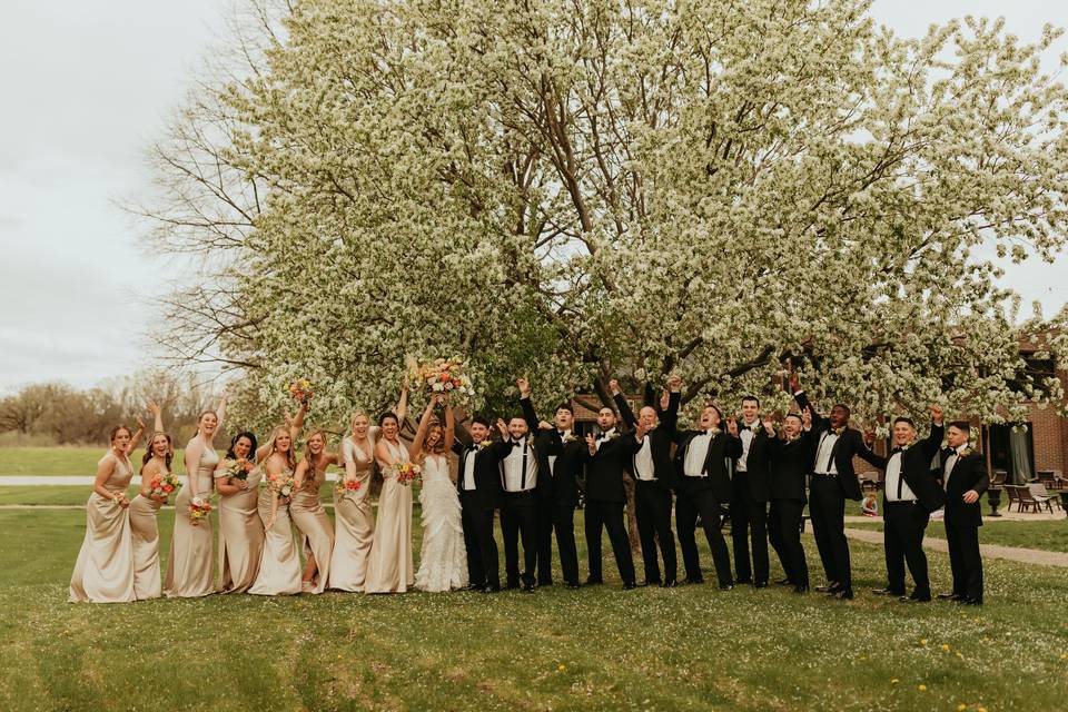 Wedding Party in courtyard