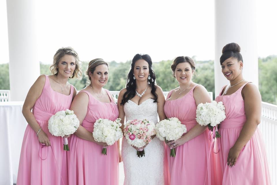 Bride with bridesmaids