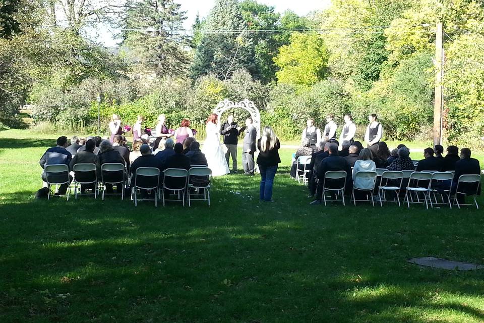 A ceremony in the courtyard