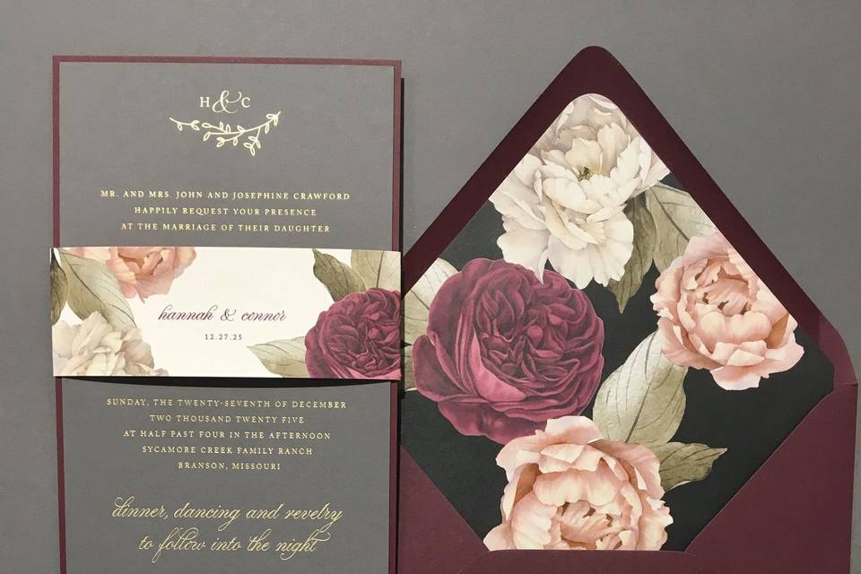 Maroon invitation suite