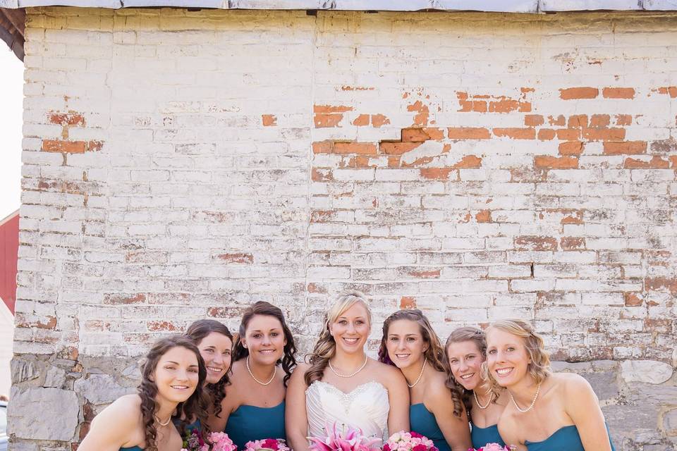 Bride with bridesmaids