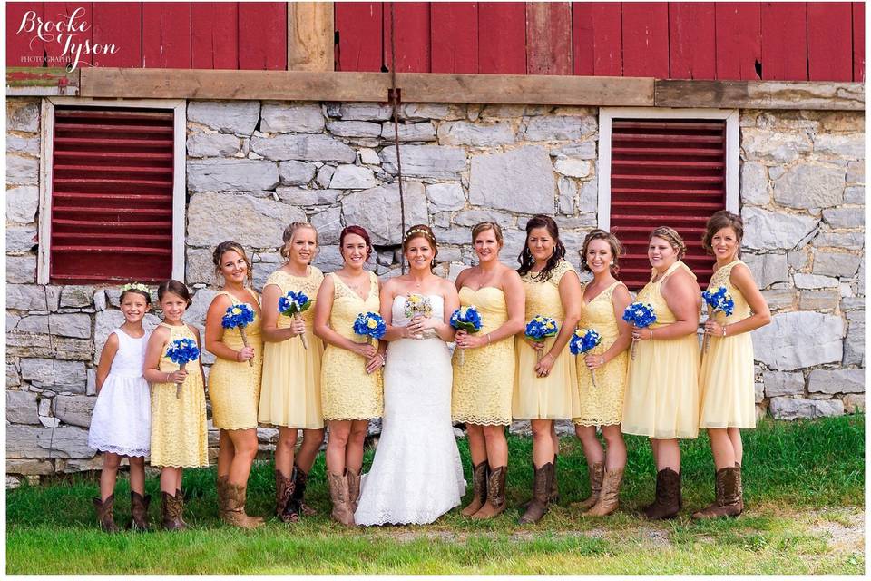 Bride with bridesmaids