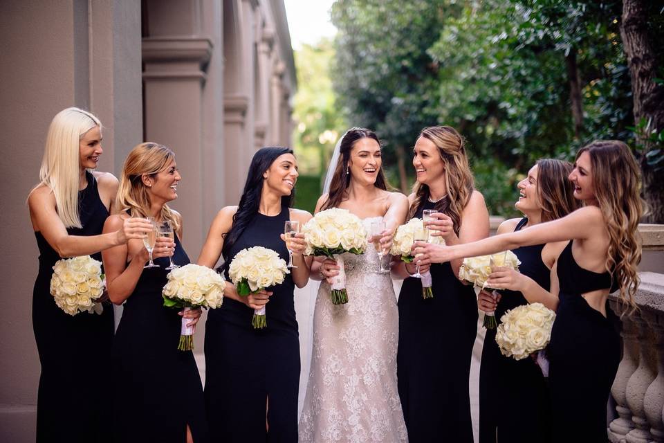 Bride and bridesmaids