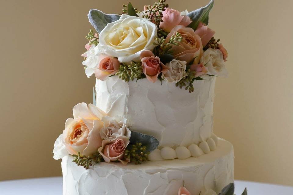 Cake Flowers Peach and Mint