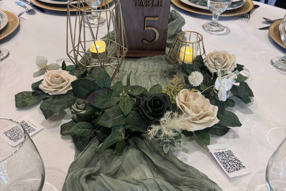 Sage green floral table