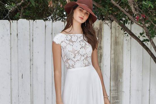 High Neck Cap Sleeve Chiffon