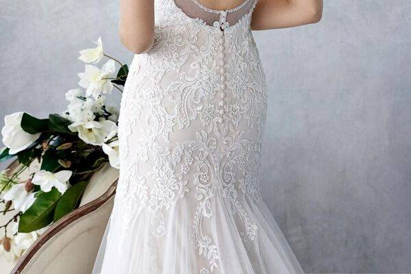 Beaded Low Back Lace Mermaid