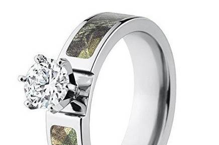 Camo Wedding Ring Set for Him and Her, Titanium, Black IP, Sterling Silver,  Rhodium Plating | Gems Gallery
