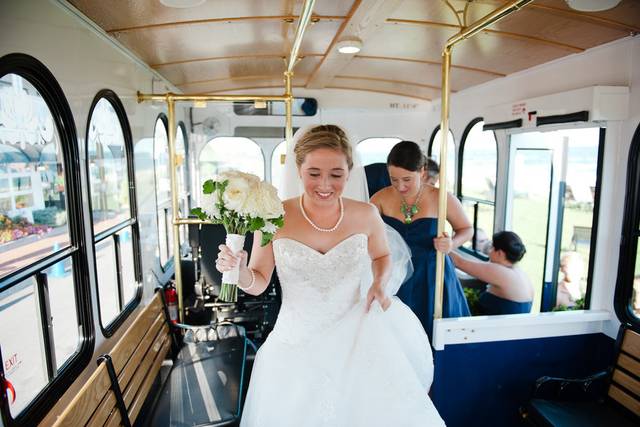 Big gowns in the trolley