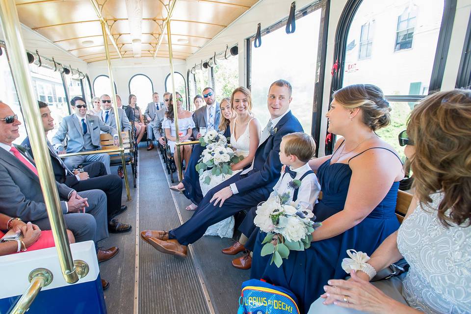 Relaxing in the wedding trolle